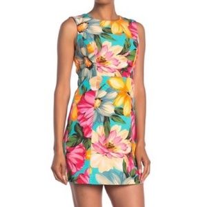 NWT ✨MILLY✨ Floral Slim Shift Mini Dress in Cerulean Sz US 2 (XS)